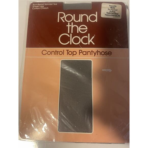 Round The Clock Control Top Pantyhose 470 South Sea Silver Model Run Resistant - Picture 1 of 6
